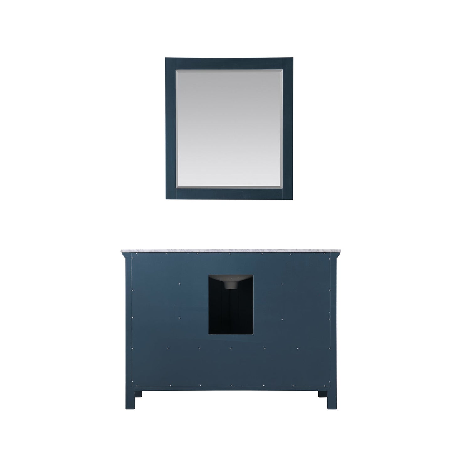 Isla 48" Single Bathroom Vanity Set in Classic Blue and Carrara White Marble Countertop with Mirror