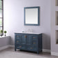 Isla 48" Single Bathroom Vanity Set in Classic Blue and Carrara White Marble Countertop with Mirror