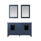Isla 60" Double Bathroom Vanity Set in Classic Blue and Carrara White Marble Countertop with Mirror
