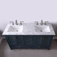 Isla 60" Double Bathroom Vanity Set in Classic Blue and Carrara White Marble Countertop with Mirror