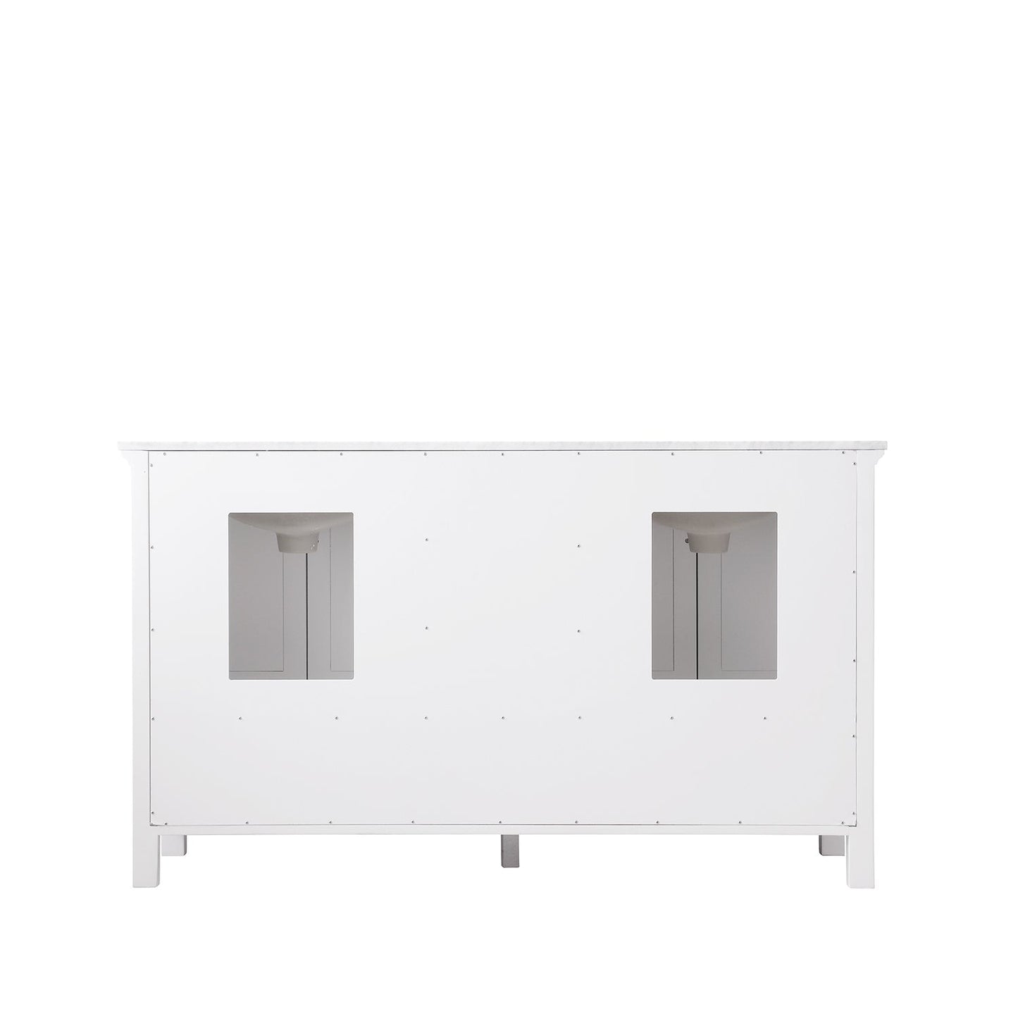 Isla 60" Double Bathroom Vanity Set in White and Carrara White Marble Countertop without Mirror