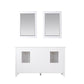 Isla 60" Double Bathroom Vanity Set in White and Carrara White Marble Countertop with Mirror