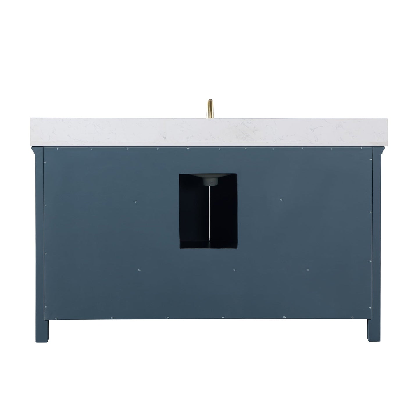 Isla 60" Single Bathroom Vanity Set in Classic Blue and Composite Carrara White Stone Countertop without Mirror