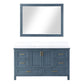 Isla 60" Single Bathroom Vanity Set in Classic Blue and Composite Carrara White Stone Countertop with Mirror