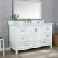 Isla 60" Single Bathroom Vanity Set in White and Aosta White Composite Stone Countertop with Mirror