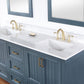 Isla 72" Double Bathroom Vanity Set in Classic Blue and Composite Carrara White Stone Countertop with Mirror