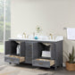 Isla 72" Double Bathroom Vanity Set in Gray and Composite Carrara White Stone Countertop without Mirror