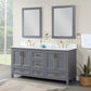 Isla 72" Double Bathroom Vanity Set in Gray and Composite Carrara White Stone Countertop with Mirror