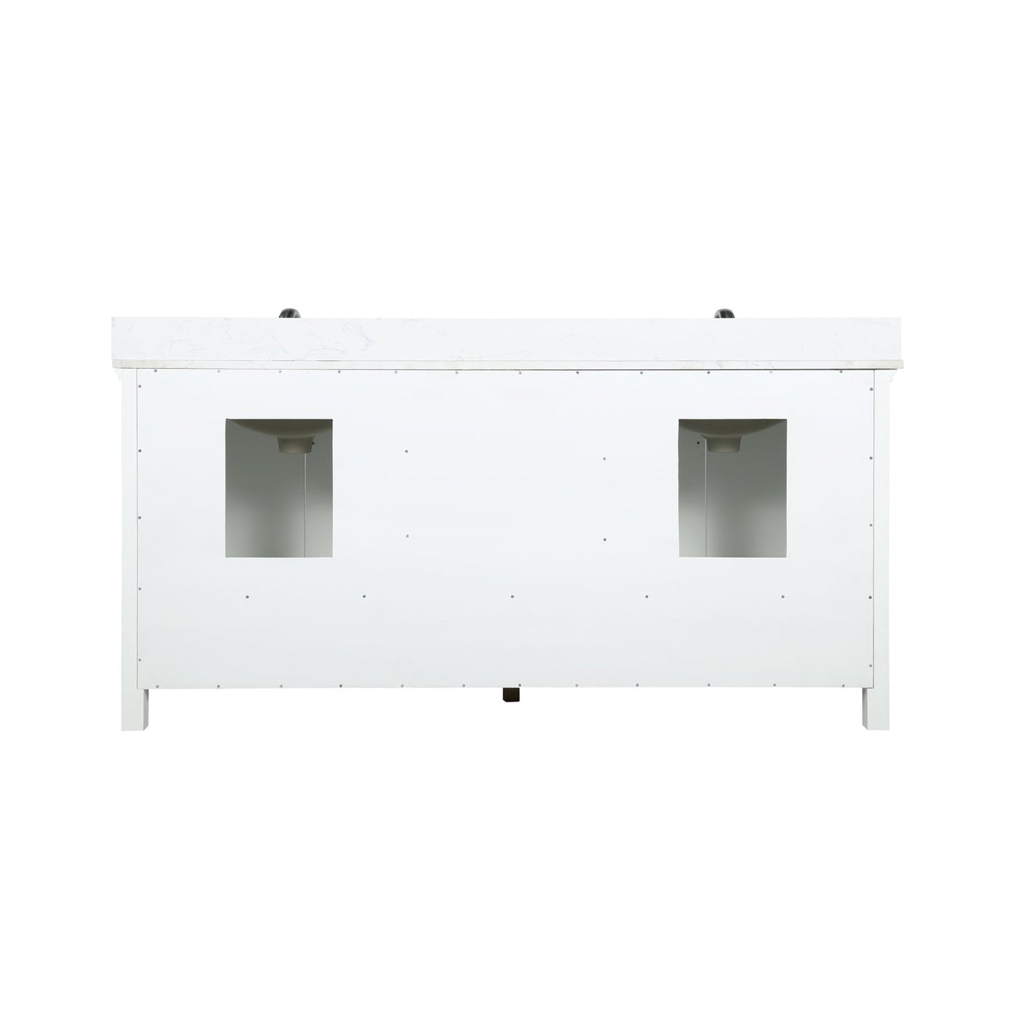 Isla 72" Double Bathroom Vanity Set in White and Carrara White Marble Countertop without Mirror