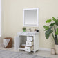 Jardin 36" Single Bathroom Vanity Set in White and Carrara White Marble Countertop with Mirror
