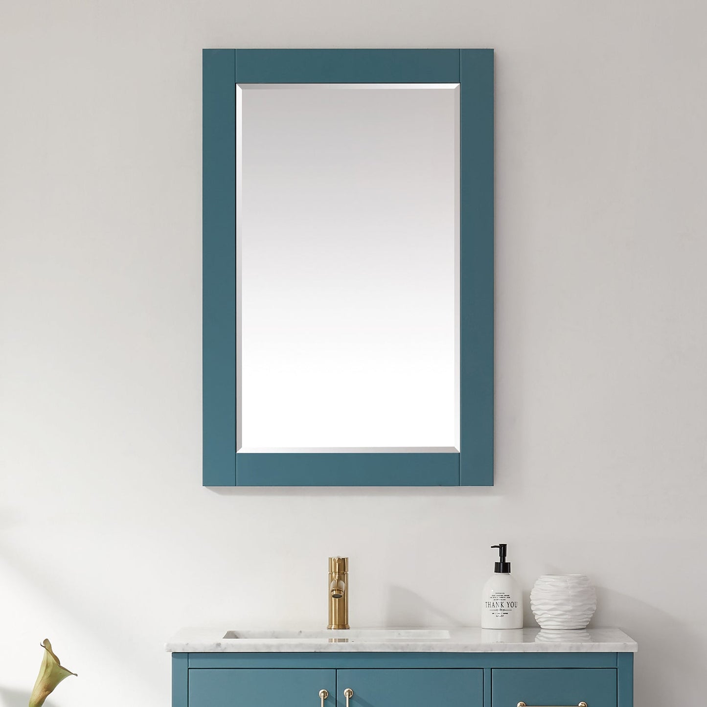 Sutton 24" Rectangular Bathroom Wood Framed Wall Mirror in Royal Green