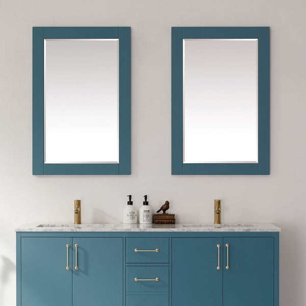 Sutton 24 Rectangular Bathroom Wood Framed Wall Mirror in Royal Green