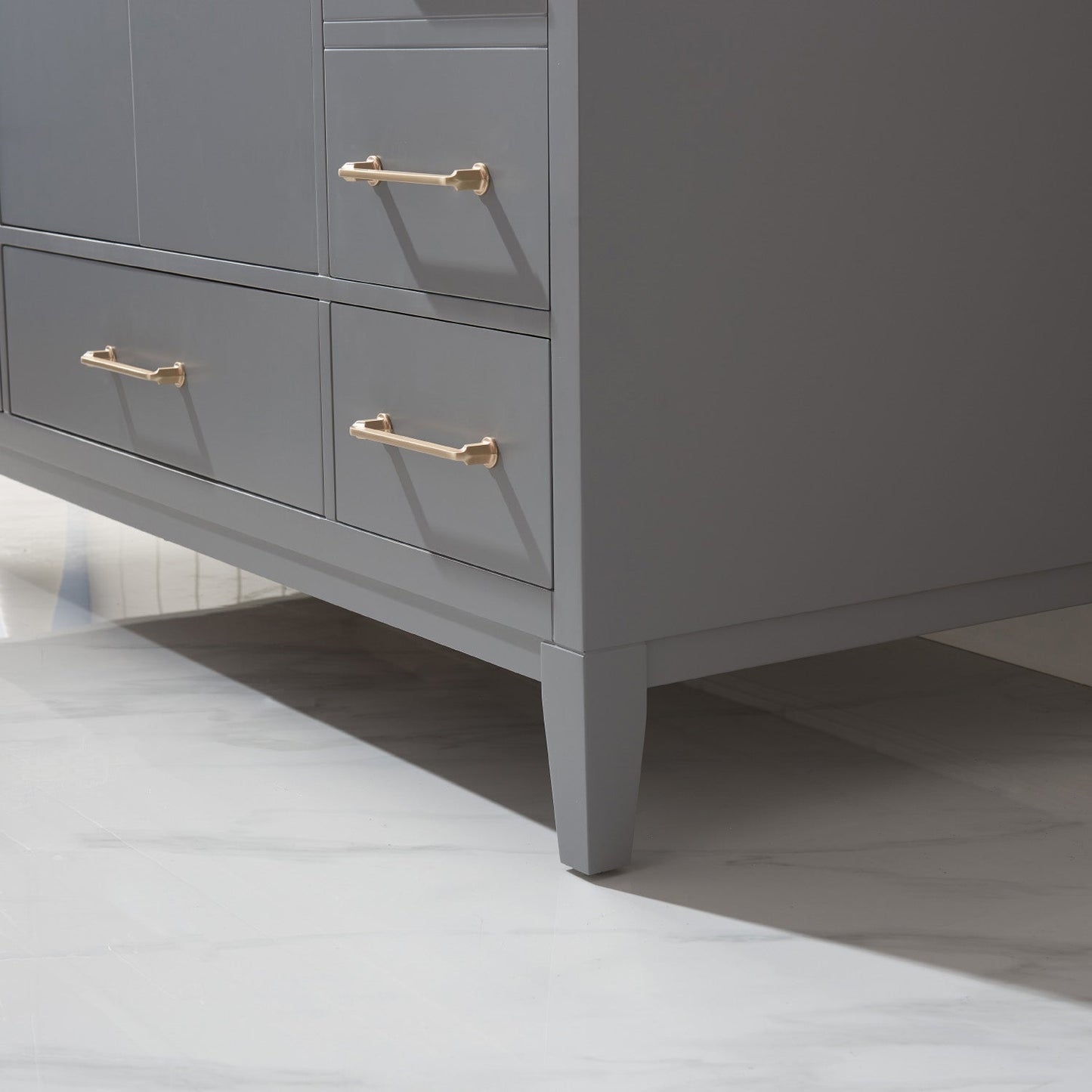 Sutton 48" Single Bathroom Vanity Set in Gray and Carrara White Marble Countertop without Mirror