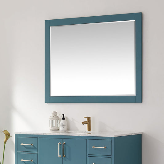 Sutton 48" Rectangular Bathroom Wood Framed Wall Mirror in Royal Green