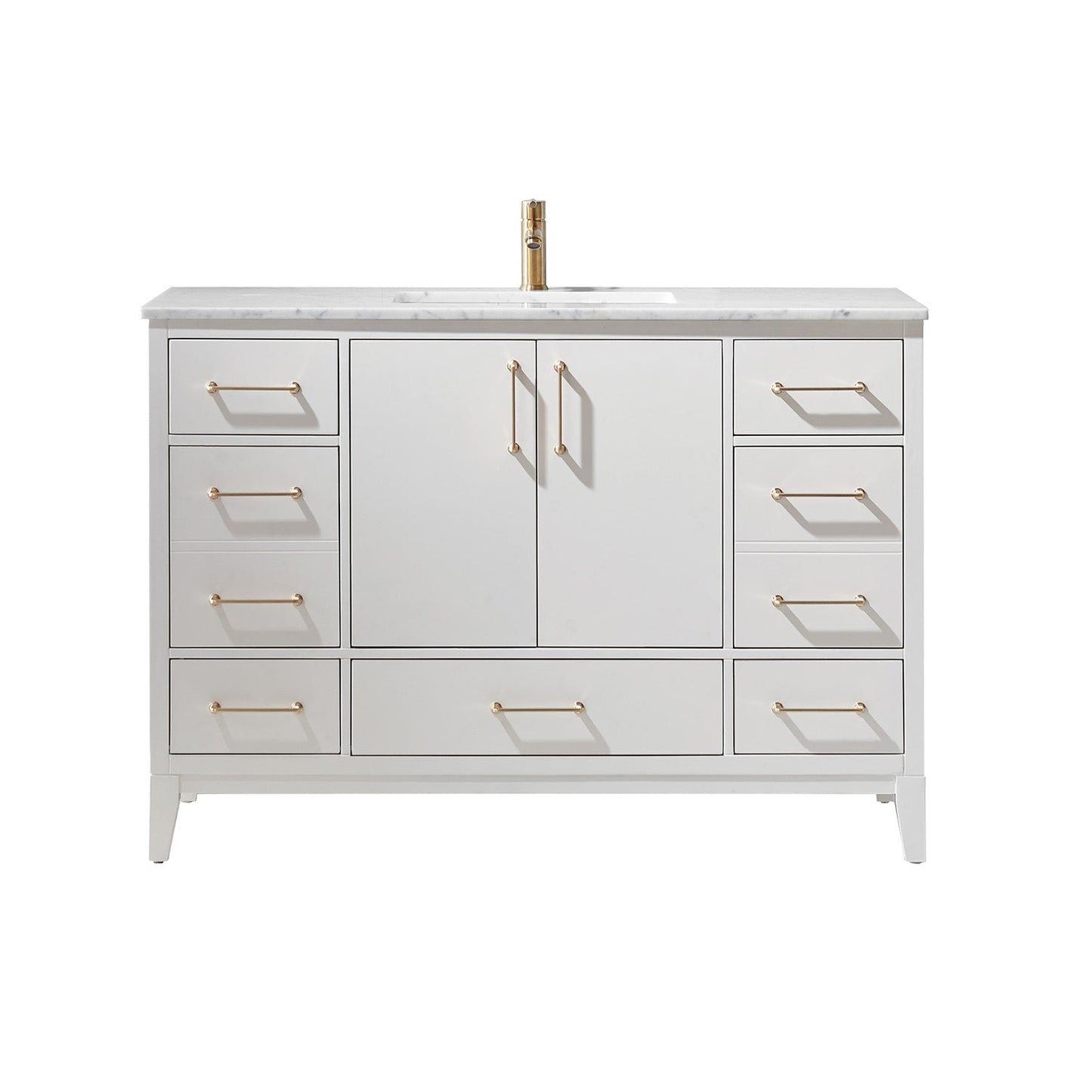 Sutton 48" Single Bathroom Vanity Set in White and Carrara White Marble Countertop without Mirror