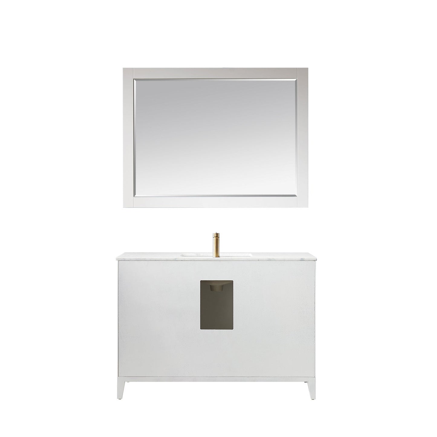 Sutton 48" Single Bathroom Vanity Set in White and Carrara White Marble Countertop with Mirror