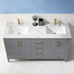 Sutton 60" Double Bathroom Vanity Set in Gray and Carrara White Marble Countertop without Mirror