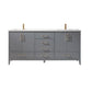 Sutton 72" Double Bathroom Vanity Set in Gray and Carrara White Marble Countertop without Mirror