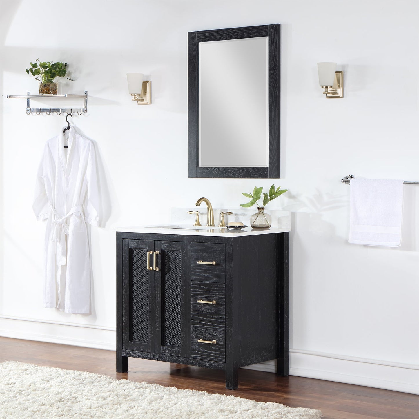 Hadiya 36" Single Bathroom Vanity Set in Black Oak