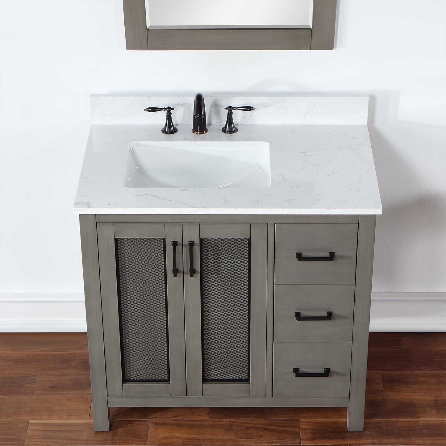 Hadiya 36" Single Bathroom Vanity Set in Gray Pine