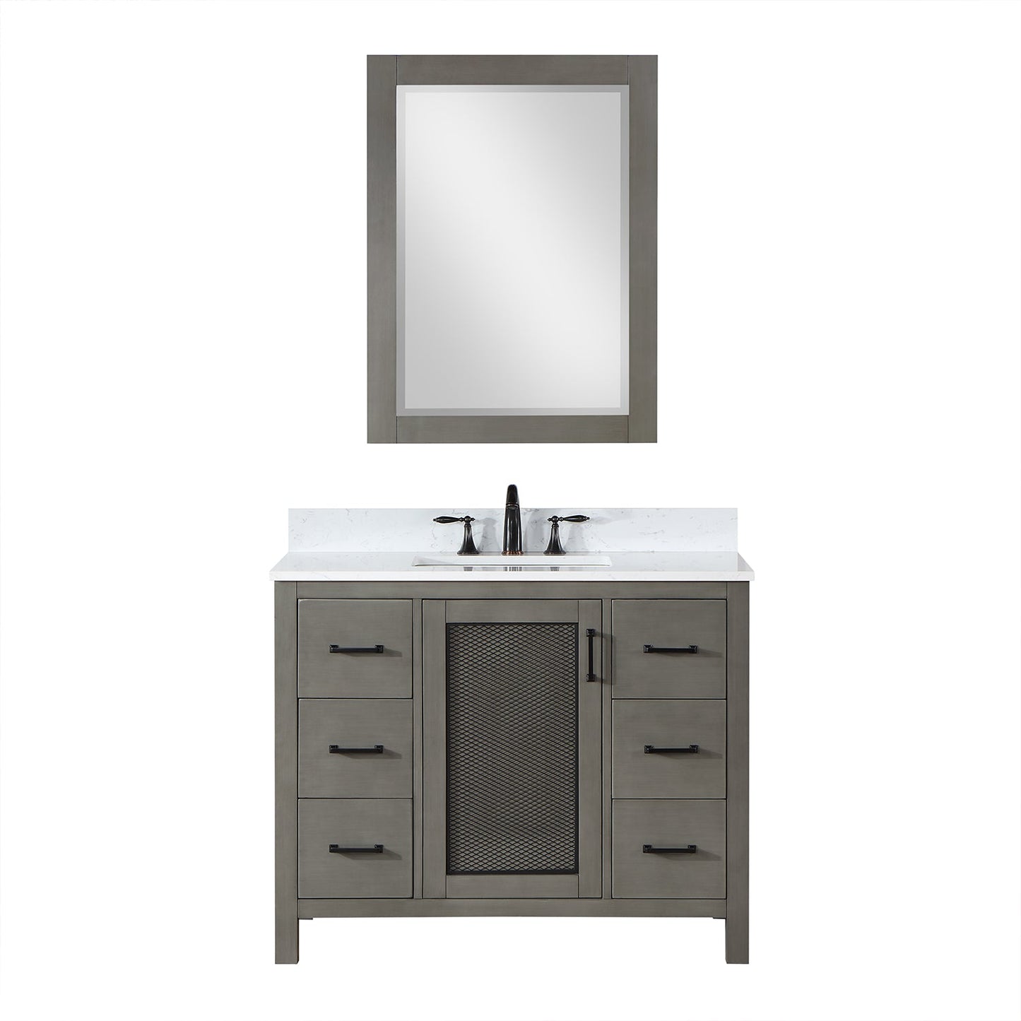 Hadiya 42" Single Bathroom Vanity Set in Gray Pine