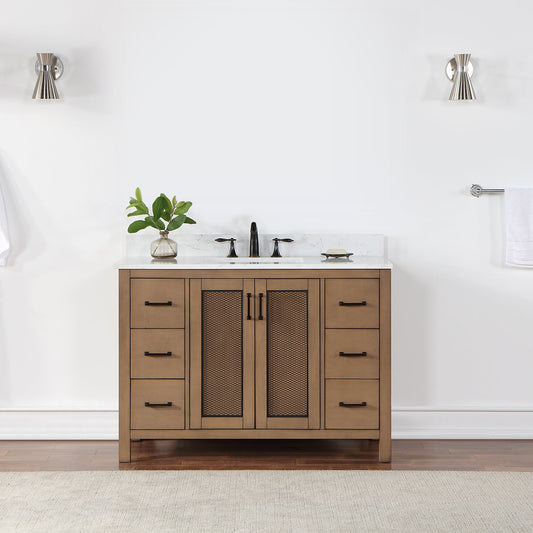 Hadiya 48" Single Bathroom Vanity Set in Brown Pine