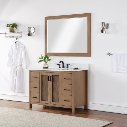 Hadiya 48" Single Bathroom Vanity Set in Brown Pine