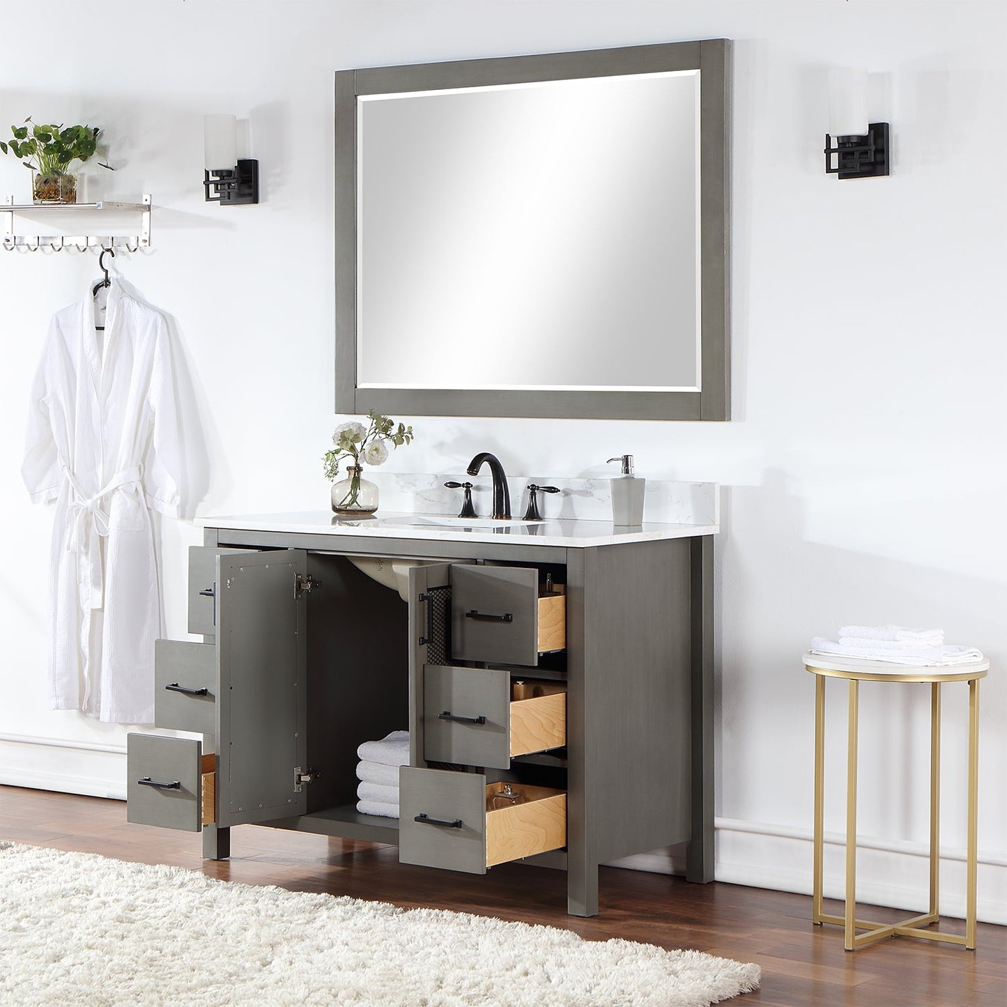 Hadiya 48" Single Bathroom Vanity Set in Gray Pine