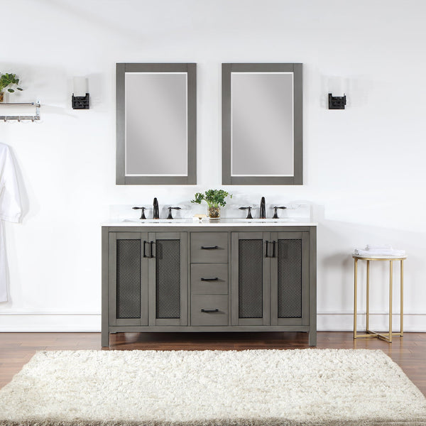 Hadiya 60 Double Bathroom Vanity Set in Gray Pine