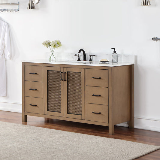 Hadiya 60" Single Bathroom Vanity Set in Brown Pine