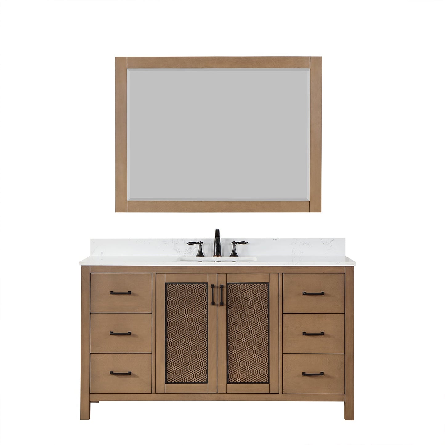 Hadiya 60" Single Bathroom Vanity Set in Brown Pine