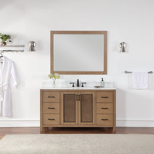 Hadiya 60" Single Bathroom Vanity Set in Brown Pine