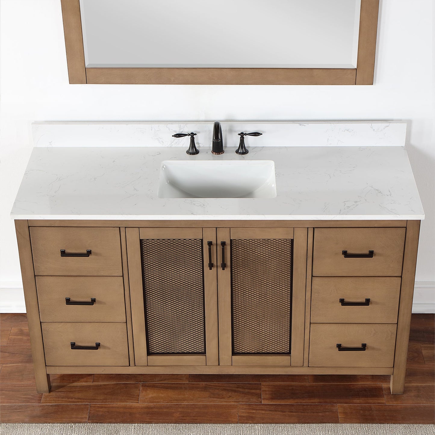 Hadiya 60" Single Bathroom Vanity Set in Brown Pine