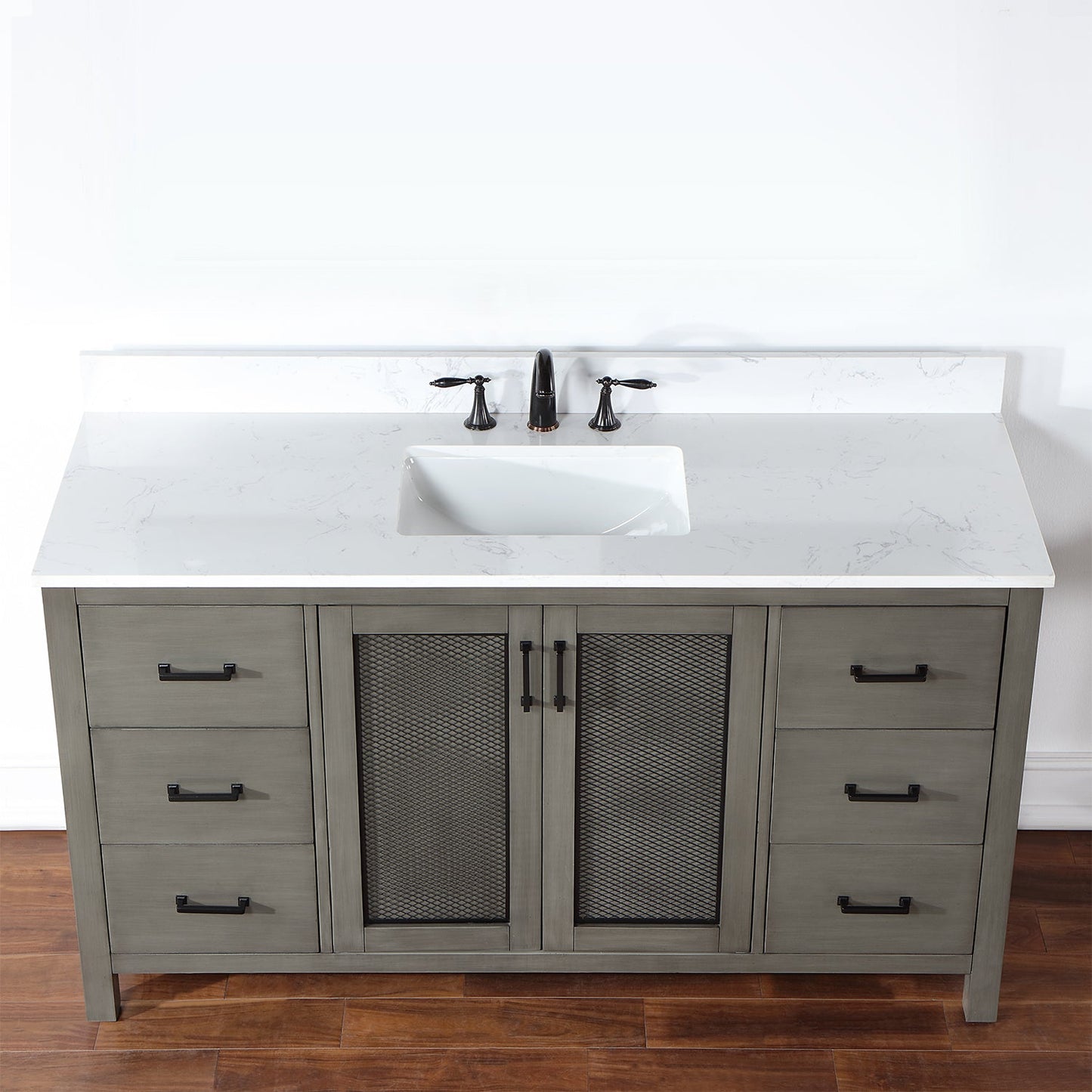 Hadiya 60" Single Bathroom Vanity Set in Gray Pine