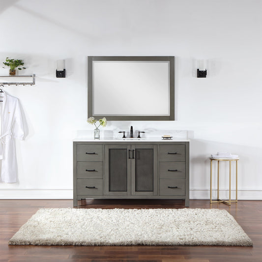 Hadiya 60" Single Bathroom Vanity Set in Gray Pine