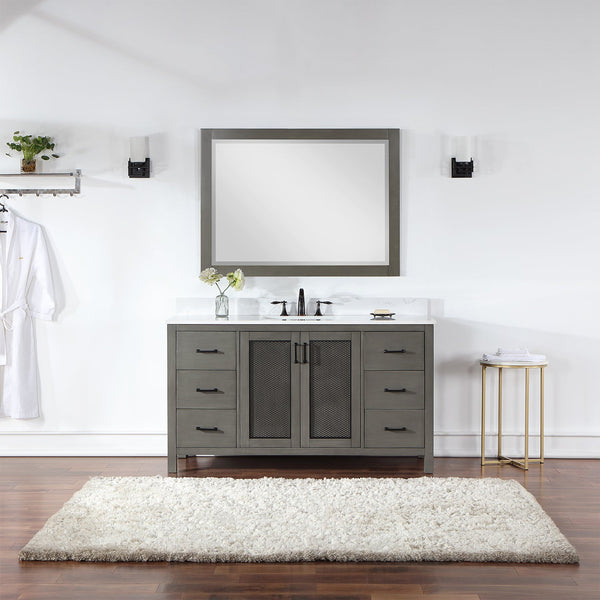 Hadiya 60 Single Bathroom Vanity Set in Gray Pine