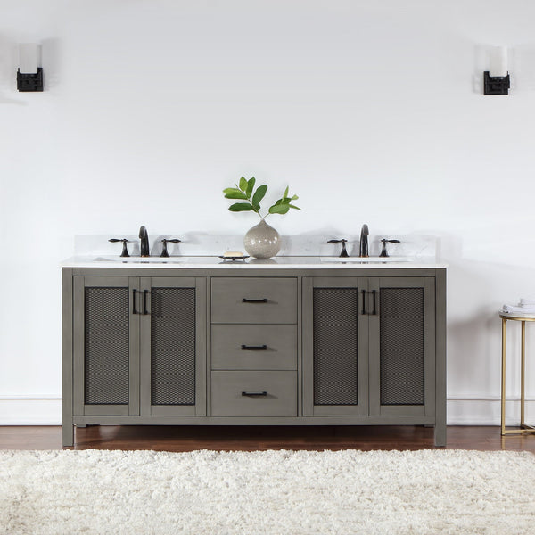 Hadiya 72 Double Bathroom Vanity Set in Gray Pine