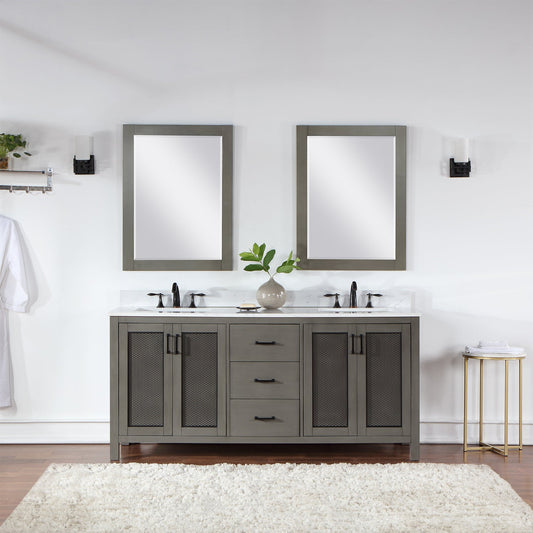 Hadiya 72" Double Bathroom Vanity Set in Gray Pine