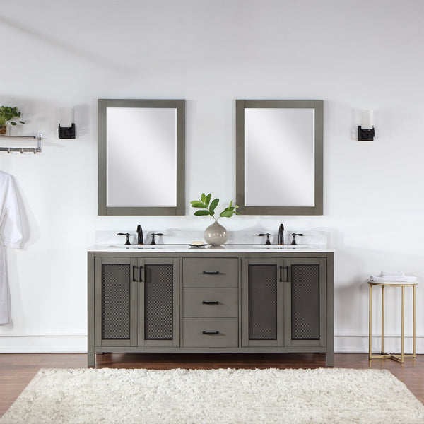 Hadiya 72 Double Bathroom Vanity Set in Gray Pine