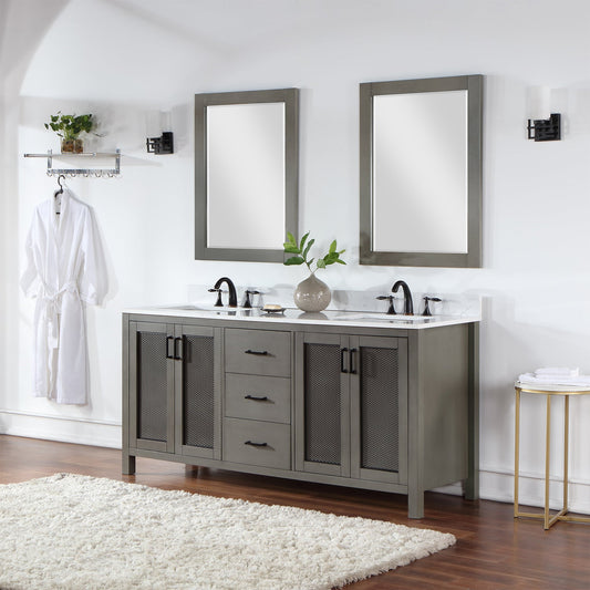 Hadiya 72" Double Bathroom Vanity Set in Gray Pine