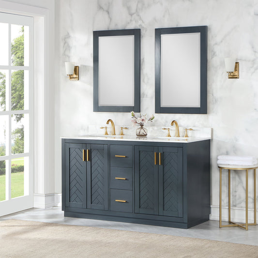 Gazsi 60" Double Bathroom Vanity Set in Classic Blue