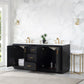 Gazsi 72" Double Bathroom Vanity Set in Black Oak with Grain White Composite Stone Countertop without Mirror