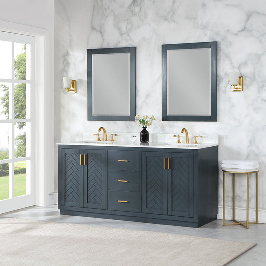 Gazsi 72" Double Bathroom Vanity Set in Classic Blue