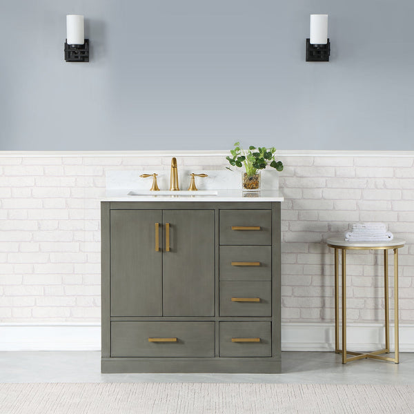 Monna 36 Single Bathroom Vanity Set in Gray Pine