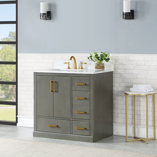 Monna 36" Single Bathroom Vanity Set in Gray Pine