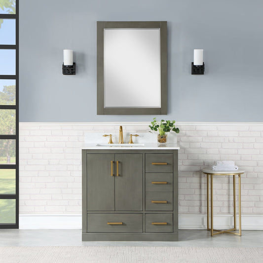 Monna 36" Single Bathroom Vanity Set in Gray Pine