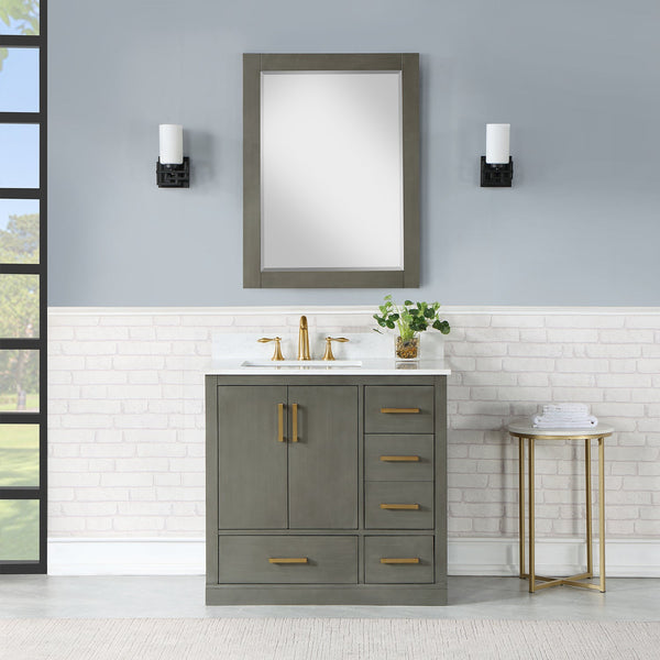 Monna 36 Single Bathroom Vanity Set in Gray Pine