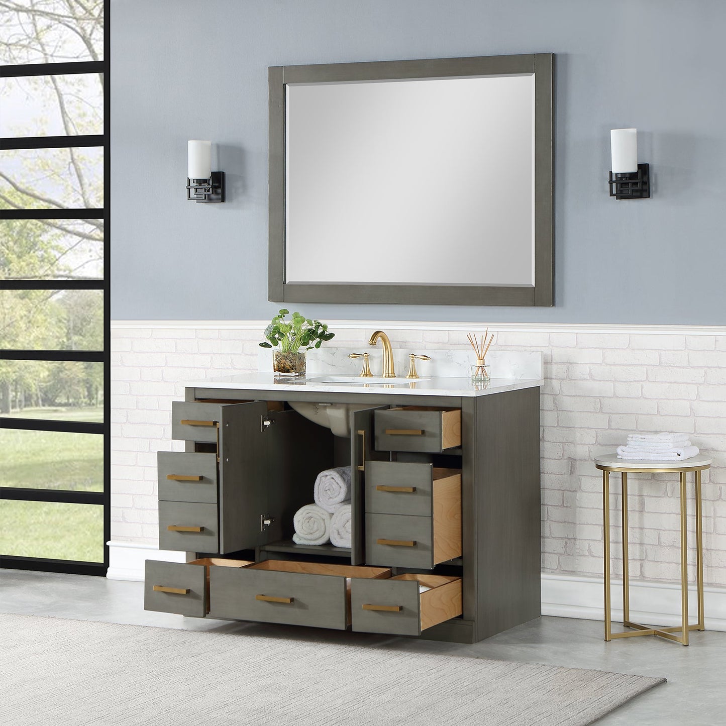 Monna 48" Single Bathroom Vanity Set in Gray Pine