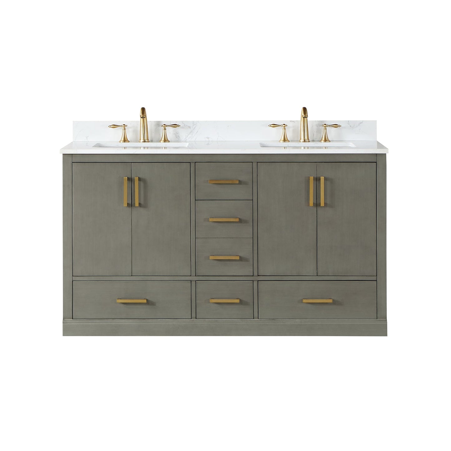 Monna 60" Double Bathroom Vanity Set in Gray Pine