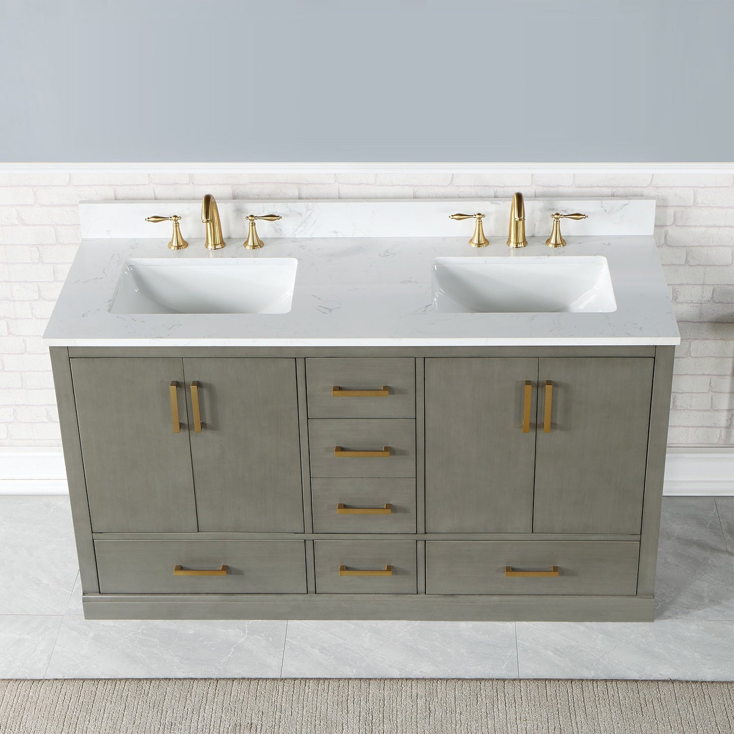 Monna 60" Double Bathroom Vanity Set in Gray Pine